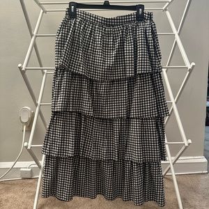 MANGO RUFFLE GINGHAM CHECK SKIRT
